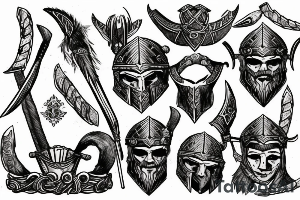 Viking and spartan warriors tattoo idea