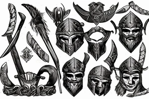 Viking and spartan warriors tattoo idea