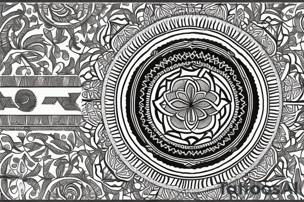 Mandala with natural elements: Mandalas are intricate geometric designs that are often used in spiritual practices. You could incorporate natural elements into the design, such as leaves, flowers, or vines, to represent your connection to nature. tattoo idea