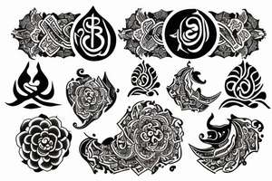 mantra in sanskrit with indian elements tattoo idea
