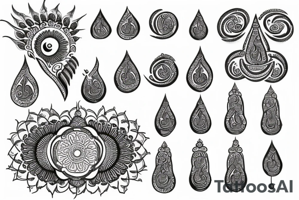 mantra in sanskrit with indian elements tattoo idea