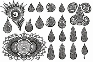 mantra in sanskrit with indian elements tattoo idea