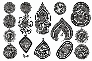 mantra in sanskrit with indian elements tattoo idea