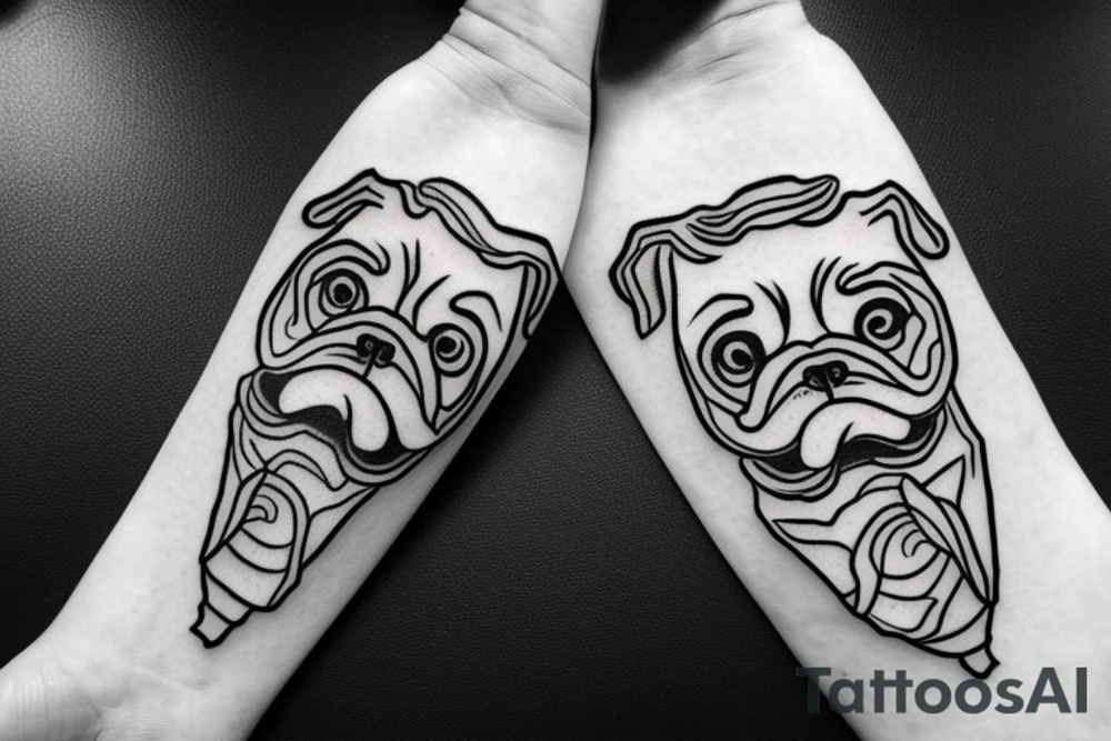 a pug like a traditional japanase warrior tattoo idea