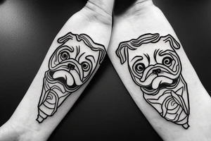 a pug like a traditional japanase warrior tattoo idea