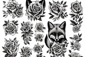 Fox in roses tattoo idea