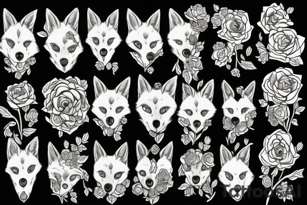 Fox in roses tattoo idea