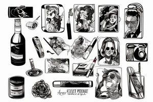 Airplane cigarettes wine phone calls tattoo idea