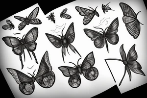 a centipide with moth wings tattoo idea