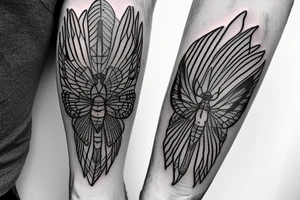 a large centipide with moth wings tattoo idea