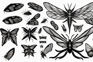 a giant large centipide with moth wings tattoo idea