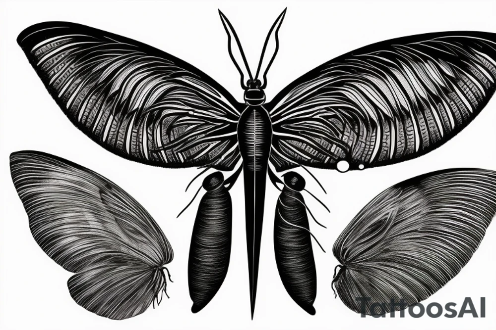 a giant large centipide with moth wings tattoo idea
