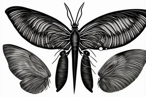 a giant large centipide with moth wings tattoo idea