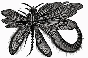 a giant large centipide with moth wings tattoo idea