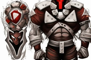 juggernaut hero from dota 2 in trash polka style tattoo idea