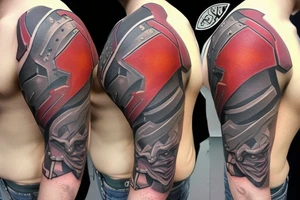 juggernaut hero from dota 2 in trash polka style tattoo idea