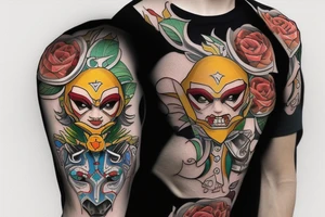 yurnerohero from dota 2 in trash polka style tattoo idea