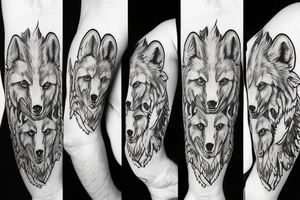 Wolfkopf. Der Wolfkopf ist auf einer Seite ultra Realistisch und auf der anderen Seite sketchy tattoo idea