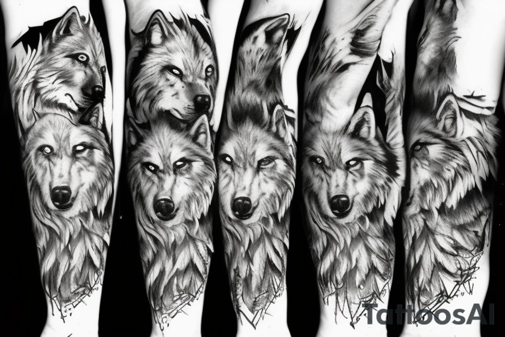 Wolfkopf. Der Wolfkopf ist auf einer Seite ultra Realistisch und auf der anderen Seite sketchy tattoo idea