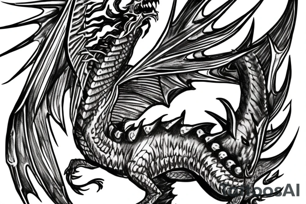 red dragon with knight tattoo idea