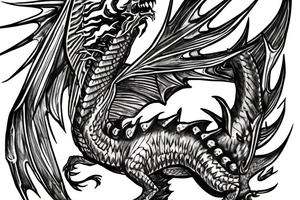 red dragon with knight tattoo idea