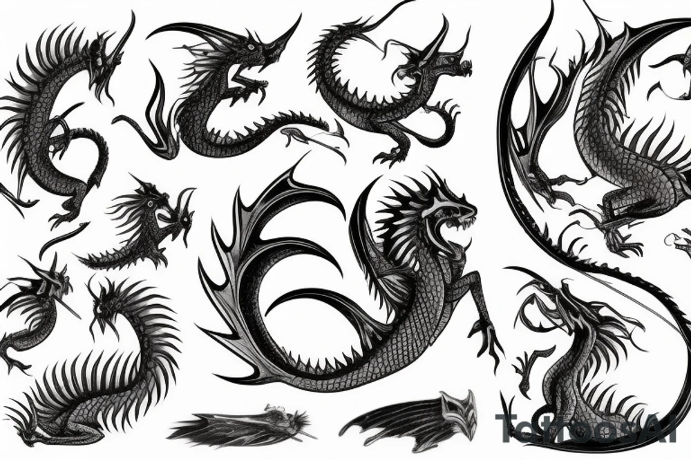 red dragon with knight tattoo idea