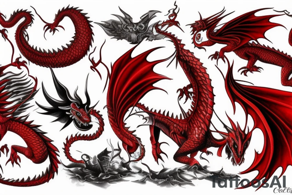 red dragon with knight tattoo idea