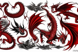 red dragon with knight tattoo idea