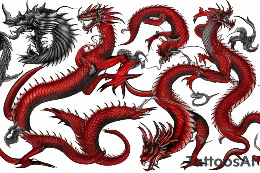 red dragon with knight tattoo idea