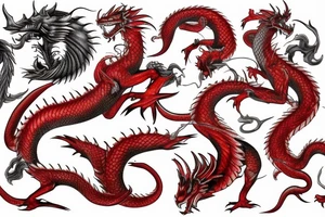 red dragon with knight tattoo idea