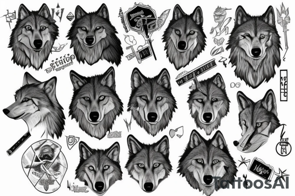 Wolfkopf. Der Wolfkopf ist auf einer Seite ultra Realistisch und auf der anderen Seite sketchy. Der Wolfkopf ist in der Mitte geteilt tattoo idea