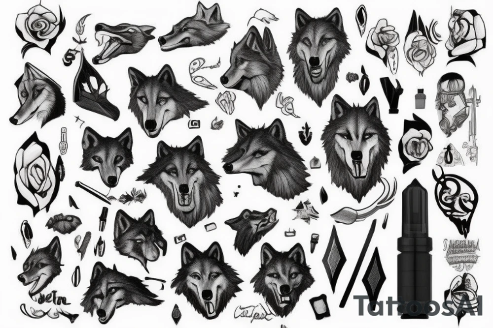 Wolfkopf. Der Wolfkopf ist auf einer Seite ultra Realistisch und auf der anderen Seite sketchy. Der Wolfkopf ist in der Mitte geteilt tattoo idea
