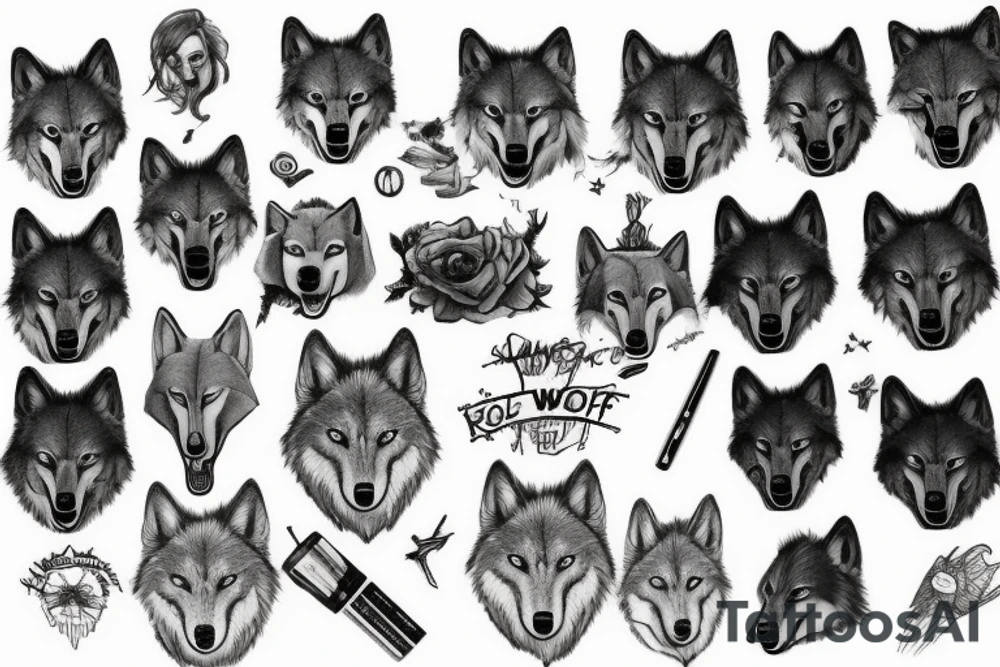 Wolfkopf. Der Wolfkopf ist auf einer Seite ultra Realistisch und auf der anderen Seite sketchy. Der Wolfkopf ist in der Mitte geteilt tattoo idea