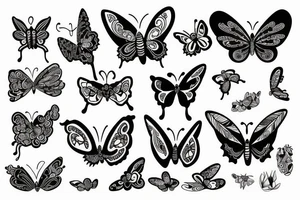 Abstract butterfly with japanese tattoo idea