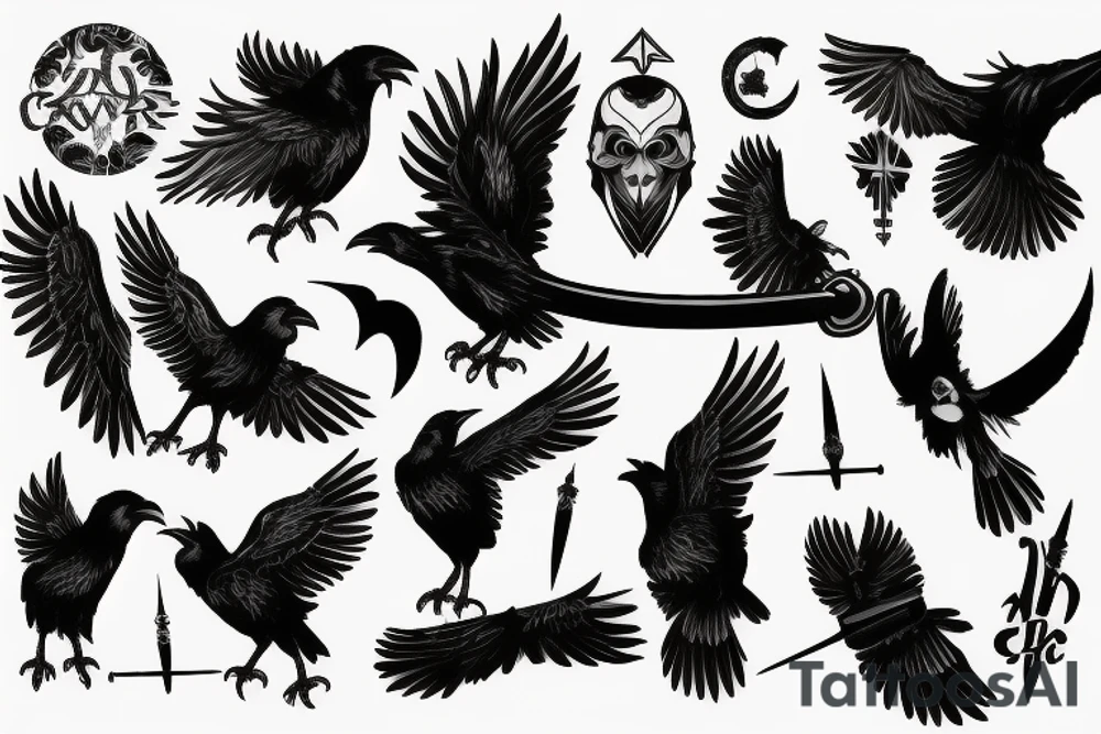 Crow on a sword tattoo idea