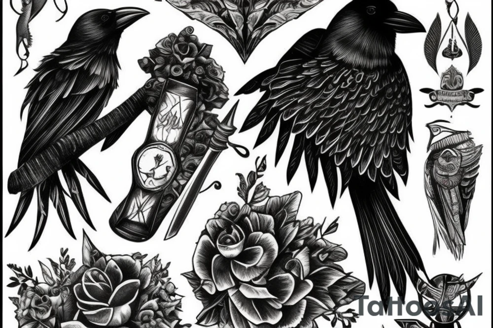 Crow on a sword tattoo idea
