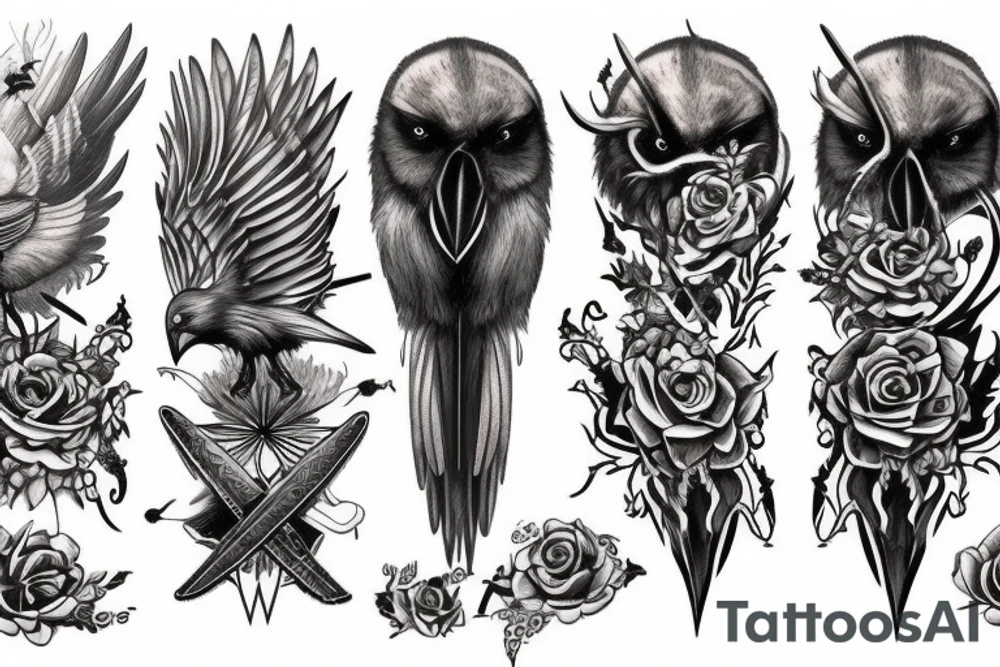 Crow on a sword tattoo idea