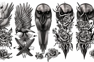 Crow on a sword tattoo idea