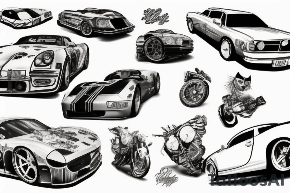 POV automobile drift tattoo idea