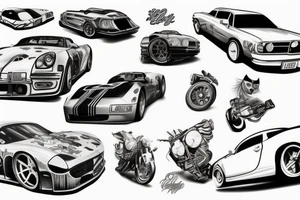 POV automobile drift tattoo idea