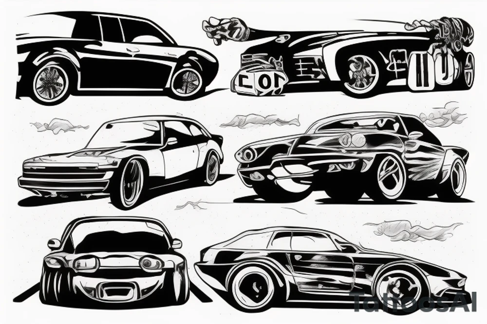 POV automobile drift tattoo idea