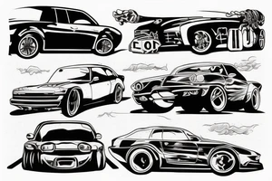 POV automobile drift tattoo idea