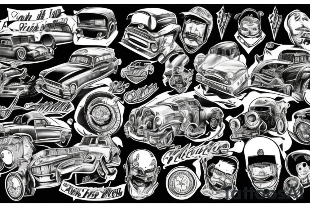 POV automobile drift tattoo idea
