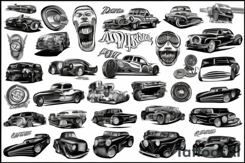 POV automobile drift tattoo idea