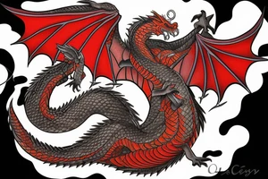 dragon with wings spitting fire tattoo idea