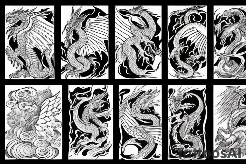 dragon with wings spitting fire tattoo idea