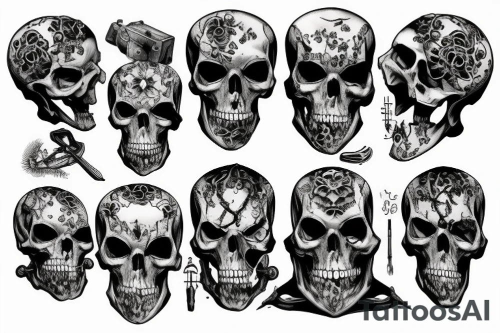 Death overlooking on chest tattoo idea