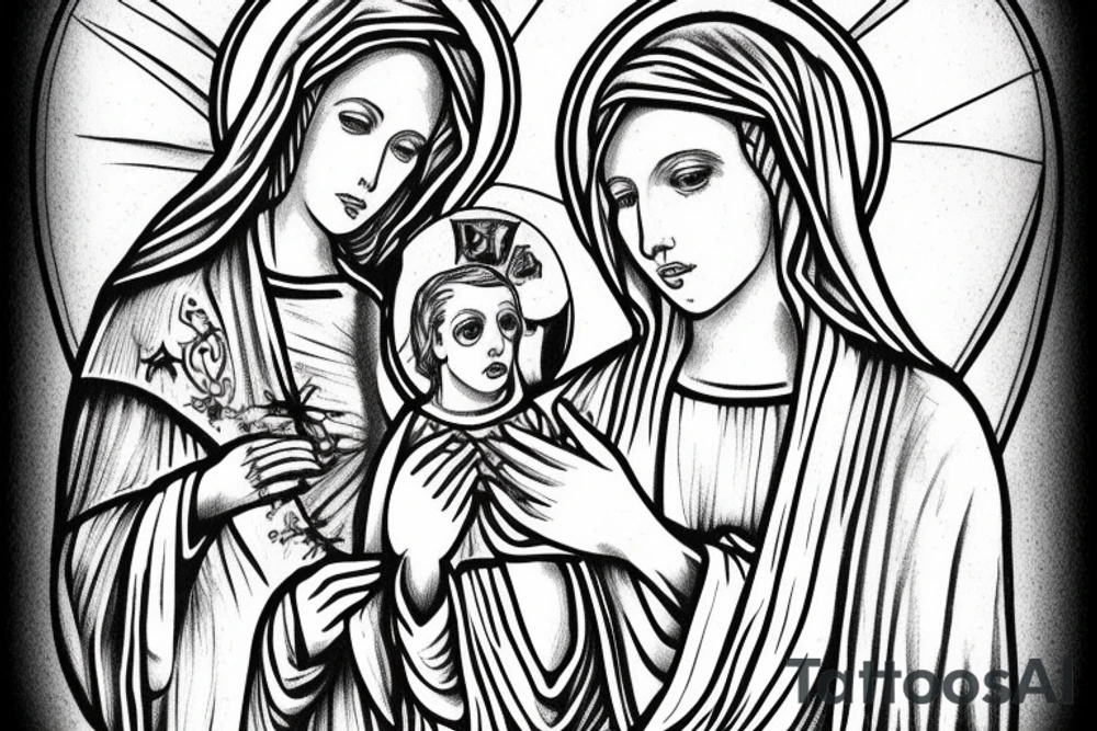 Virgin Mary, biblical, black and white, realistic, angels tattoo idea Virgin Mary, biblical, black and white, realistic, angels tattoo idea