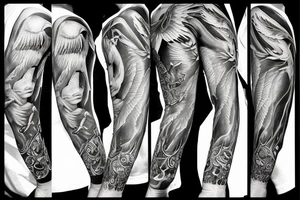 biblical, black and white, realistic, angels tattoo idea