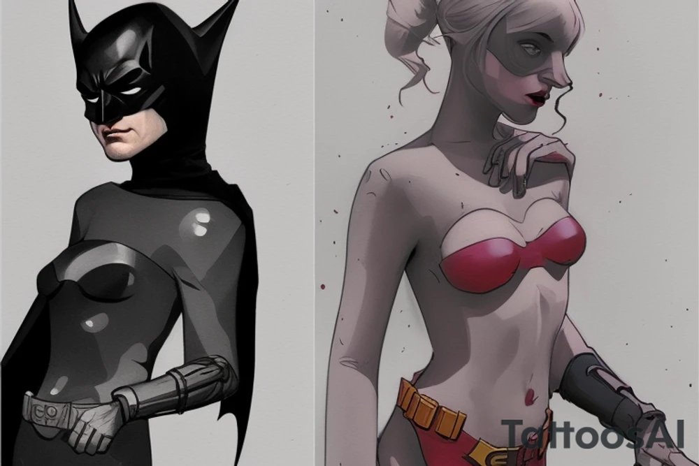 a beaten batman that loss, concept art, Artstation contest winner, neo-fauvism, style of marc simonetti, beeple and jeremiah ketner, detailed image, michael carson, andrey gordeev, red skinned tattoo idea